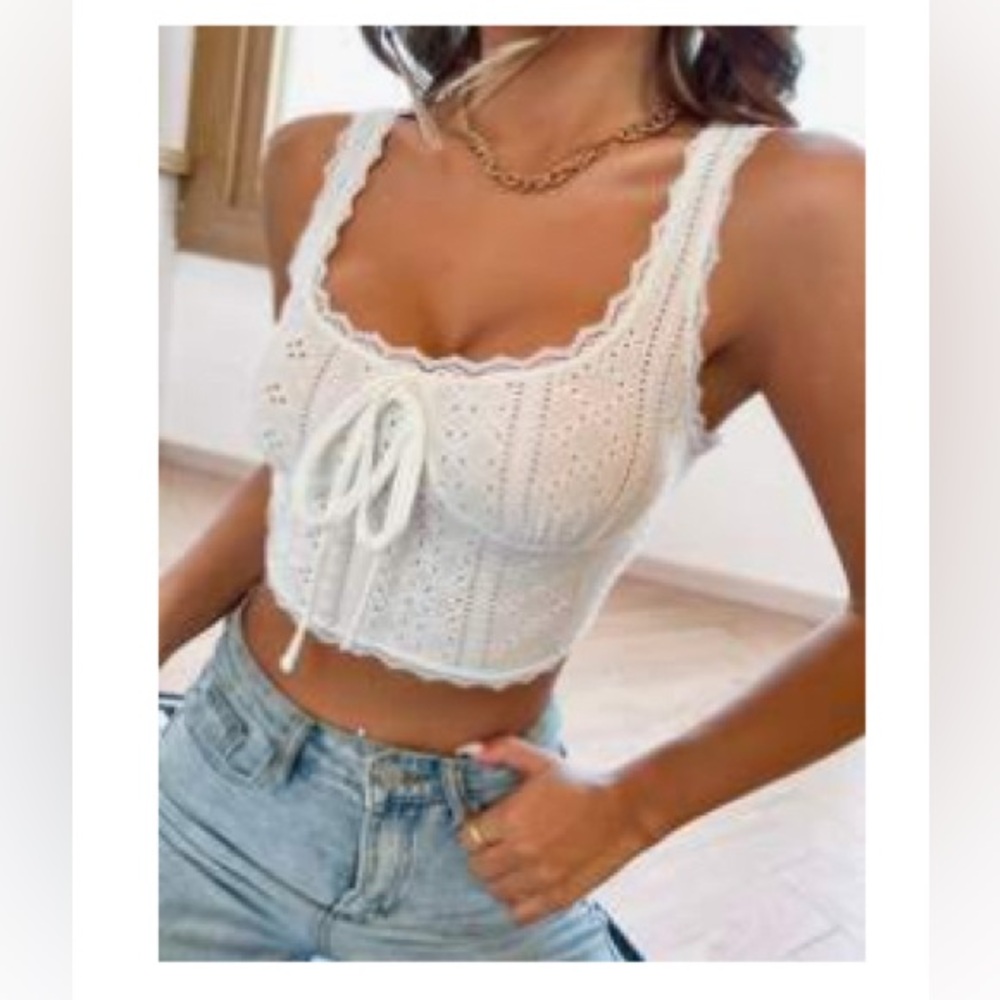 Shein White Lace Women Top